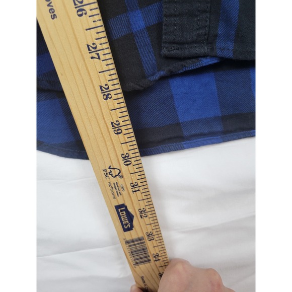 Calvin Klein Jeans Mens L Blue Black Plaid Flannel Long Sleeve Shirt - Picture 7 of 9